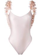 La Reveche - Floral Applique Swimsuit - Women - Polyamide/spandex/elastane - S, Pink/purple, Polyamide/spandex/elastane