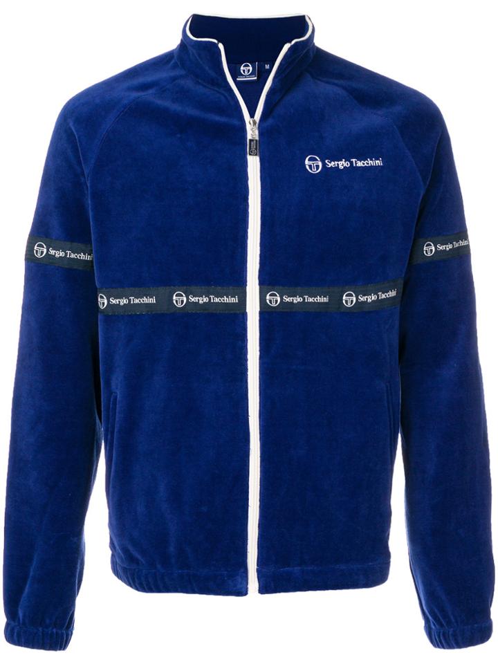 Sergio Tacchini Embroidered Velour Track Top - Blue