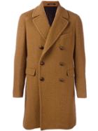 Tagliatore Double-breasted Coat, Men's, Size: 52, Brown, Virgin Wool/polyamide/cupro