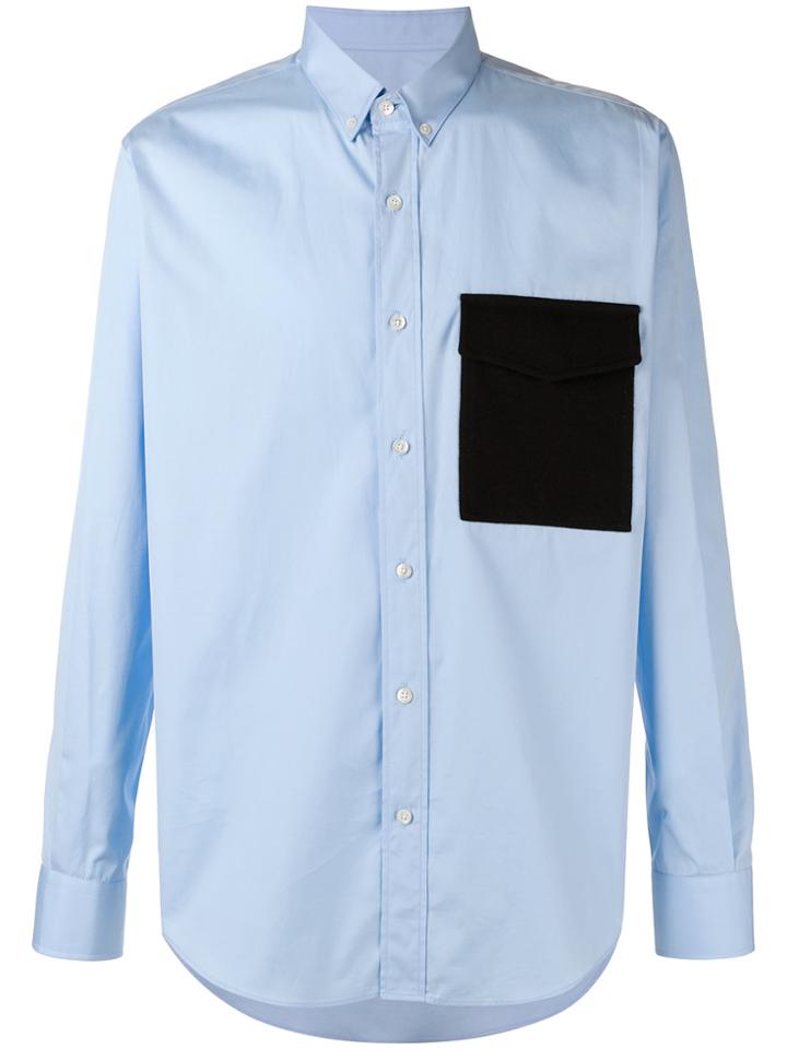 Ami Alexandre Mattiussi Large Fit Shirt Flannel Pocket - Blue