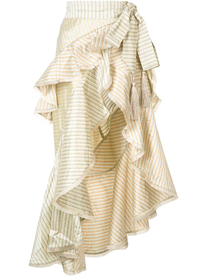 Zimmermann - Ruffled Midi Skirt - Women - Silk - 0, Beige, Silk