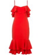 Likely Ruffle Detail Fitted Waist Dress - Red