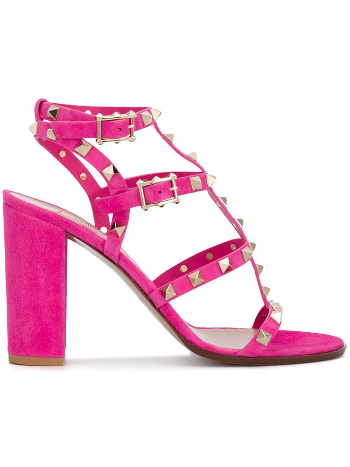 Valentino Studs Embellished Sandals - Pink & Purple