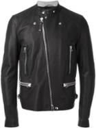 Lanvin Round Neck Jacket, Men's, Size: 50, Black, Calf Leather/viscose/polyester