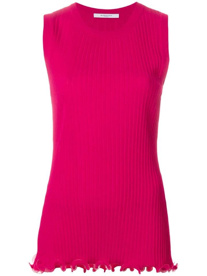 Givenchy Ribbed Ruffle Trim Top - Pink