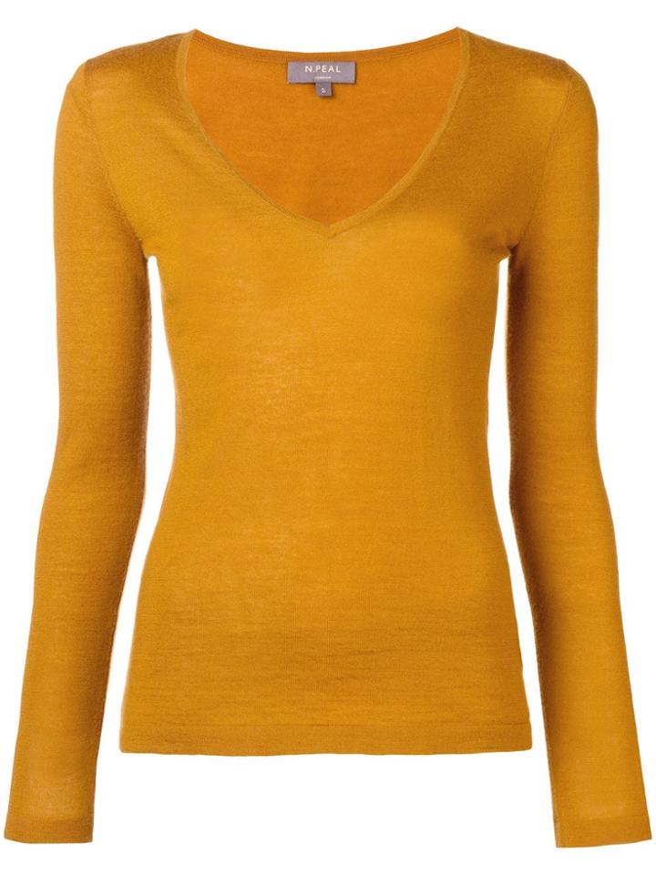 N.peal Superfine V-neck Sweater - Yellow & Orange
