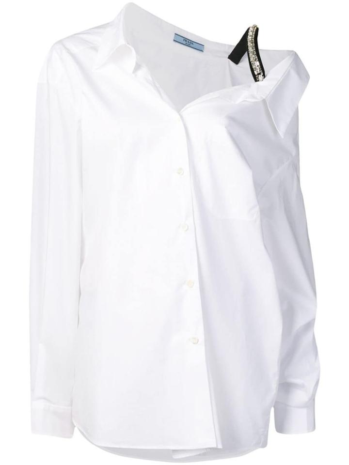 Prada Embellished Poplin Blouse - White