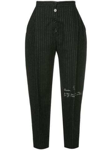 Ruban Cropped Striped Trousers - Black