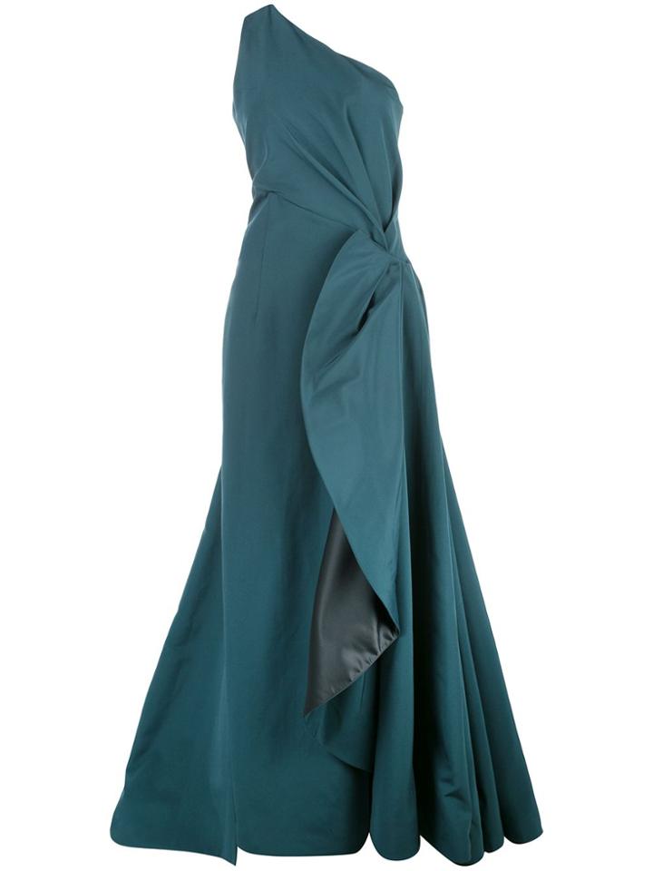 Nha Khanh Asymmetric Drape Evening Gown - Blue