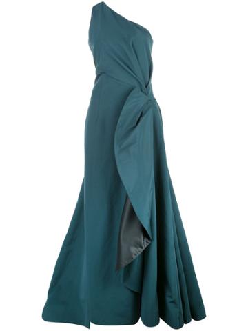Nha Khanh Asymmetric Drape Evening Gown - Blue