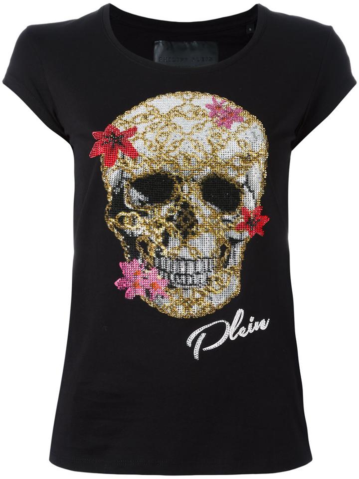 Philipp Plein Skull Print T-shirt, Women's, Size: Xs, Black, Cotton