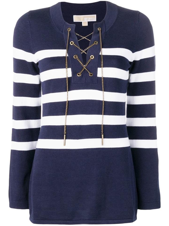 Michael Michael Kors Lace-up Striped Jumper - Blue