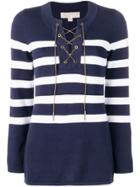Michael Michael Kors Lace-up Striped Jumper - Blue