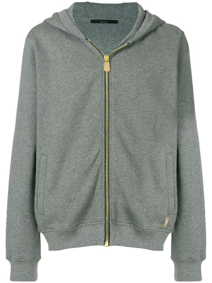 Billionaire Zipped Rear Print Hoodie - Grey