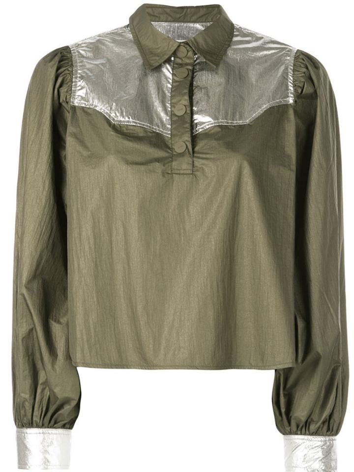 Ganni Metallic Patch Shirt - Green