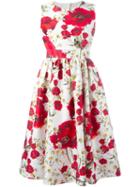 Dolce & Gabbana Daisy And Poppy Print Dress, Women's, Size: 46, White, Cotton/silk