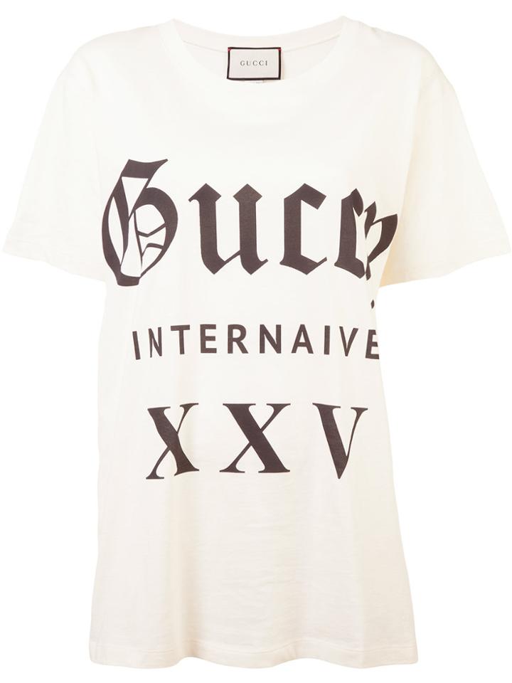Gucci Guccy Internaive Xxv Print T-shirt - Nude & Neutrals