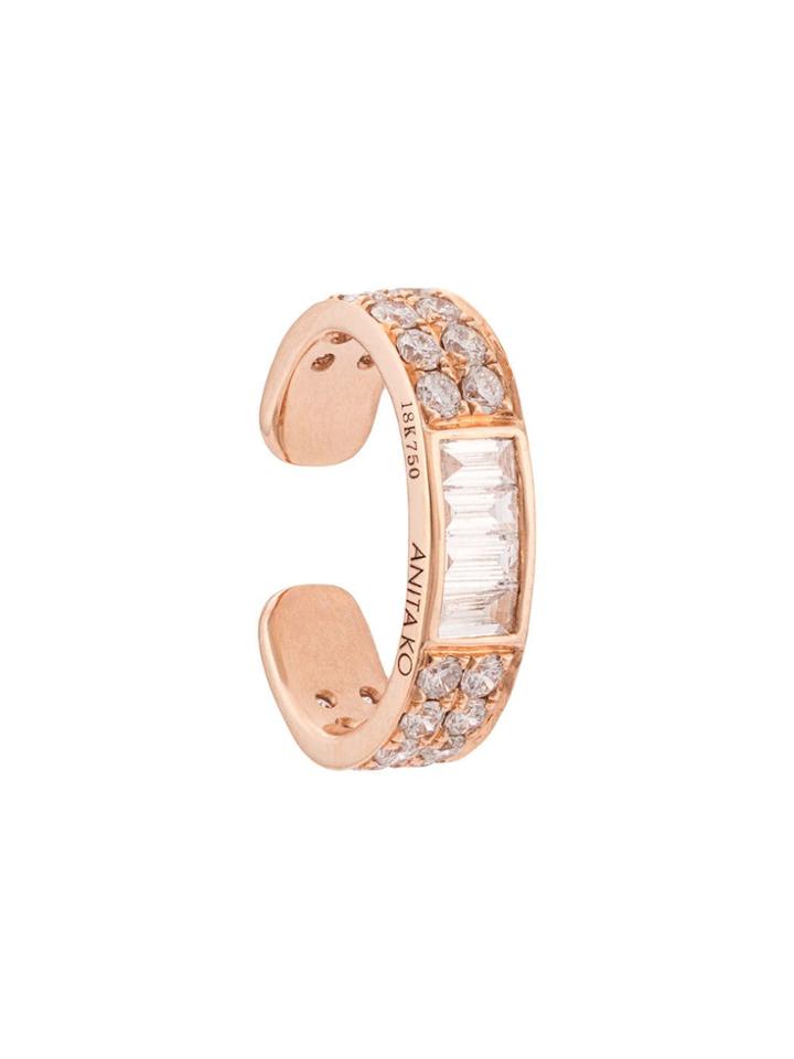 Anita Ko 18kt Rose Gold Baguette And Pave Diamond Ear Cuff