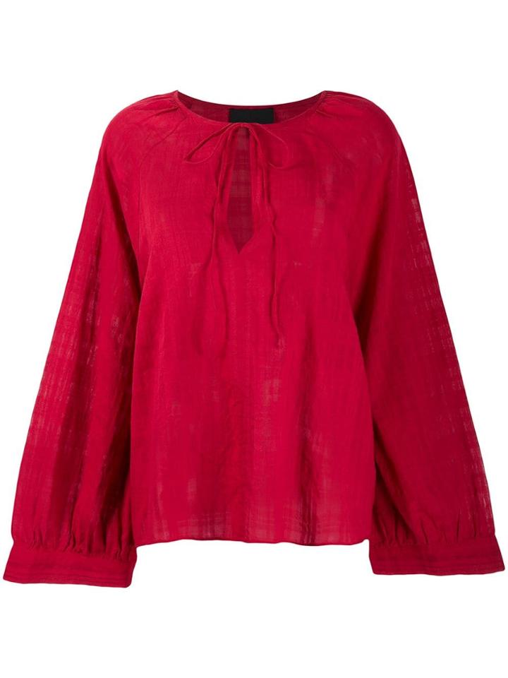 Nili Lotan Aliva Plaid Blouse - Red