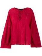 Nili Lotan Aliva Plaid Blouse - Red