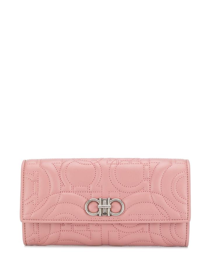 Salvatore Ferragamo Quilted Gancini Continental Wallet - Pink