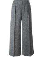 Maison Margiela Pleated Cropped Trousers, Women's, Size: 40, Grey, Silk/cotton/polyester/virgin Wool