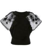 Emanuel Ungaro Lace-appliqué Sleeve Blouse, Women's, Size: 42, Black, Rayon/polyester