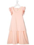 Chloé Kids Flared Short-sleeve Dress - Neutrals