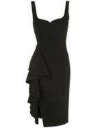 Jason Wu Collection Side Ruffle Crepe Dress - Black