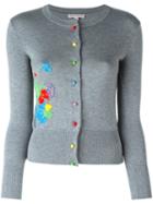 Olympia Le-tan Beaded Paint Splatter Cardigan, Women's, Size: Medium, Grey, Silk/pvc