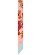 Gucci Gg Silk Neck Bow With Flora Print - Pink