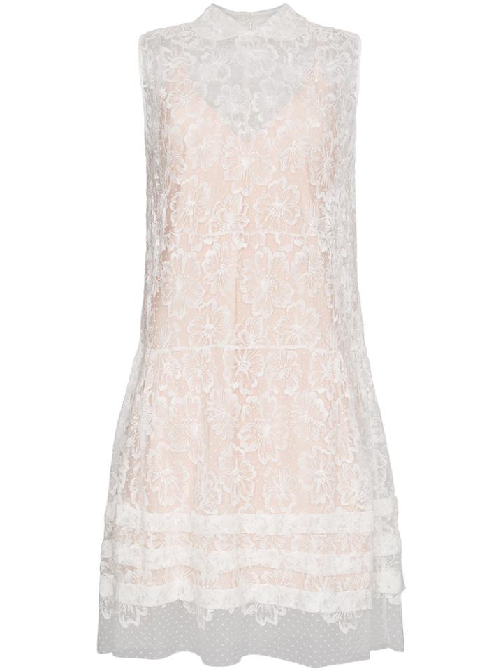 Miu Miu Sleeveless Lace Midi Dress - White