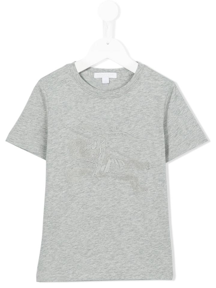 Burberry Kids Knight Embroidered T-shirt, Size: 8 Yrs, Grey
