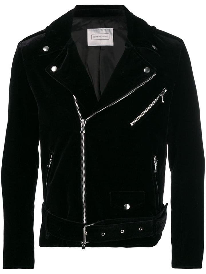 Route Des Garden Biker Style Velvet Jacket - Black
