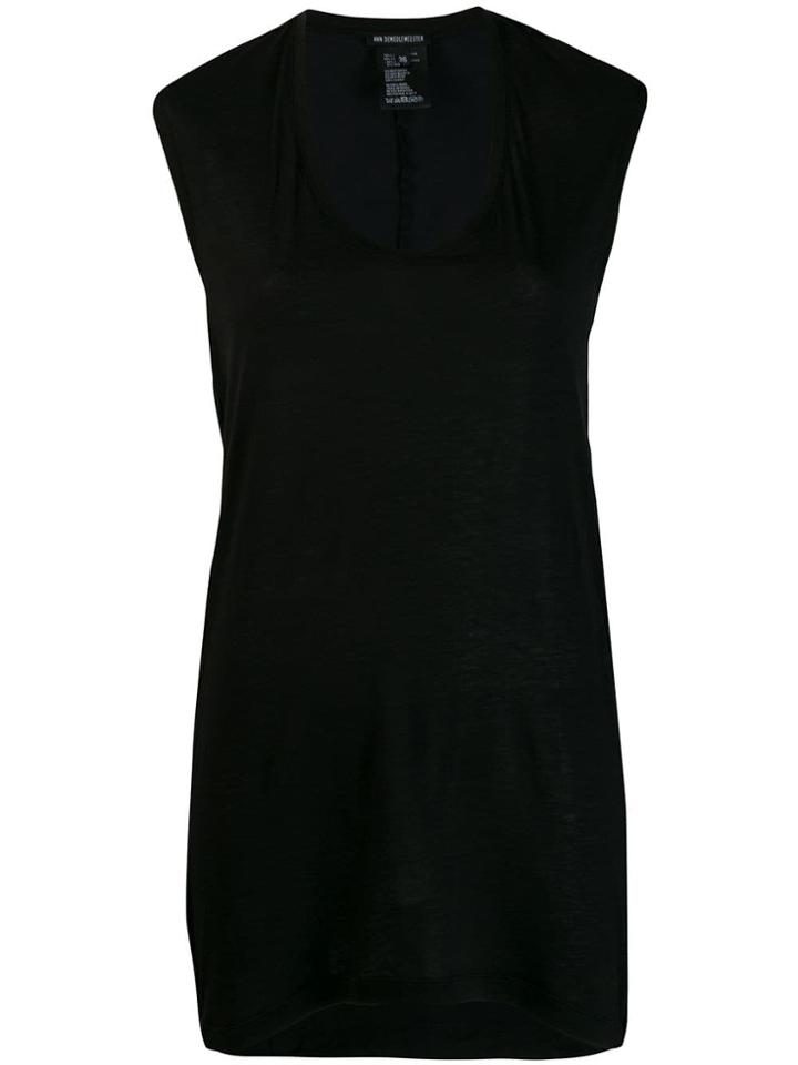 Ann Demeulemeester Sheer Longline Vest Top - Black