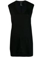 Ann Demeulemeester Sheer Longline Vest Top - Black