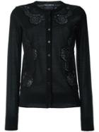 Dolce & Gabbana Lace Insert Cardigan, Women's, Size: 42, Black, Cashmere/silk/cotton/polyamide