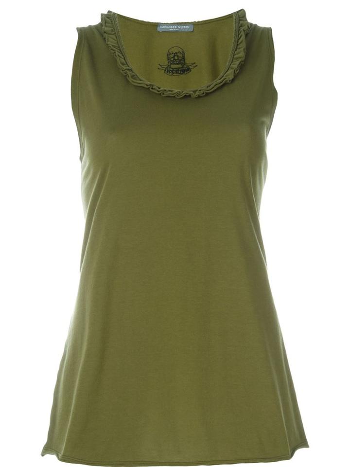 Alexander Mcqueen Frill Trim Tank Top, Women's, Size: 40, Green, Cotton/polyester