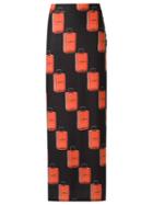 Amir Slama Long Printed Skirt, Women's, Size: P, Black, Elastodiene