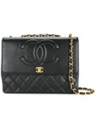 Chanel Vintage Jumbo Quilted Chain Shoulder Bag - Black