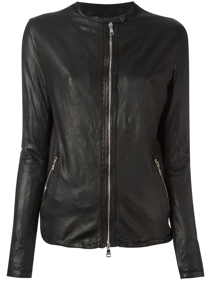 Giorgio Brato Zip Up Jacket, Women's, Size: 40, Black, Leather/cotton/nylon