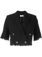 Sonia Rykiel Cropped Frayed Tweed Jacket, Women's, Size: 38, Black, Cupro/cotton/polyamide/polyester
