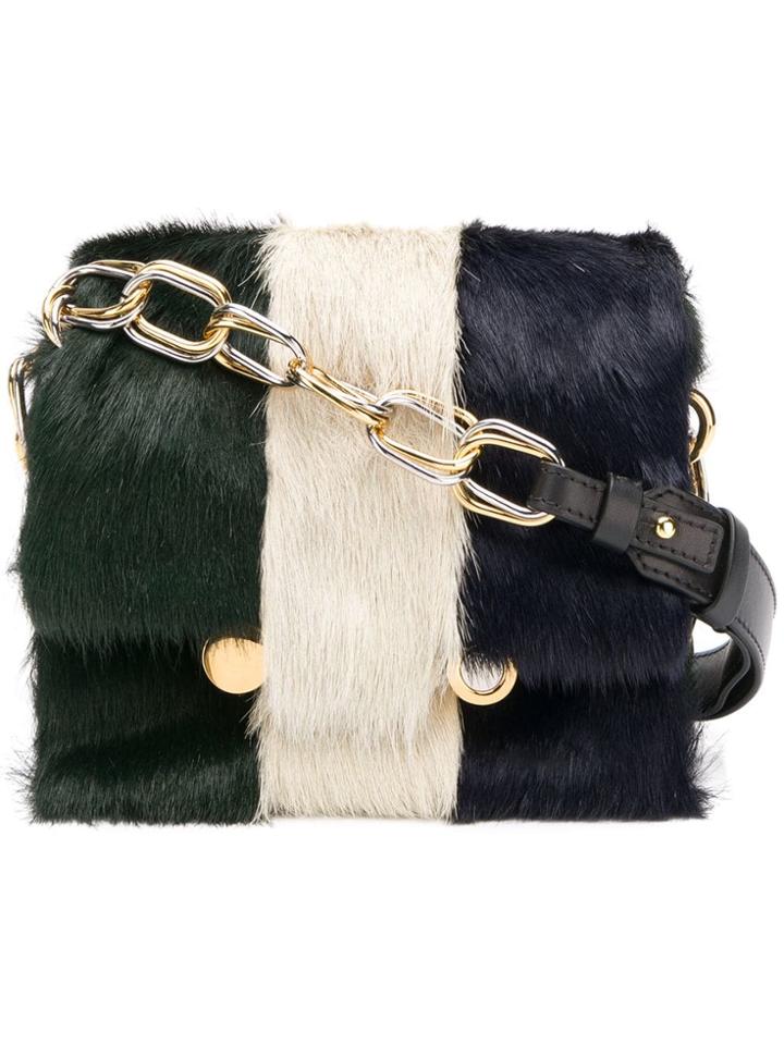 Marni Caddy Fur Shoulder Bag - Blue