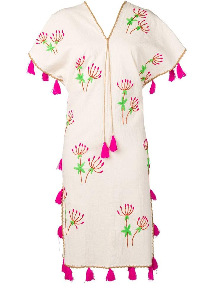 Dolci Follie Flower Embroidered Kaftan - Neutrals