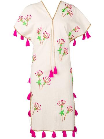 Dolci Follie Flower Embroidered Kaftan - Neutrals