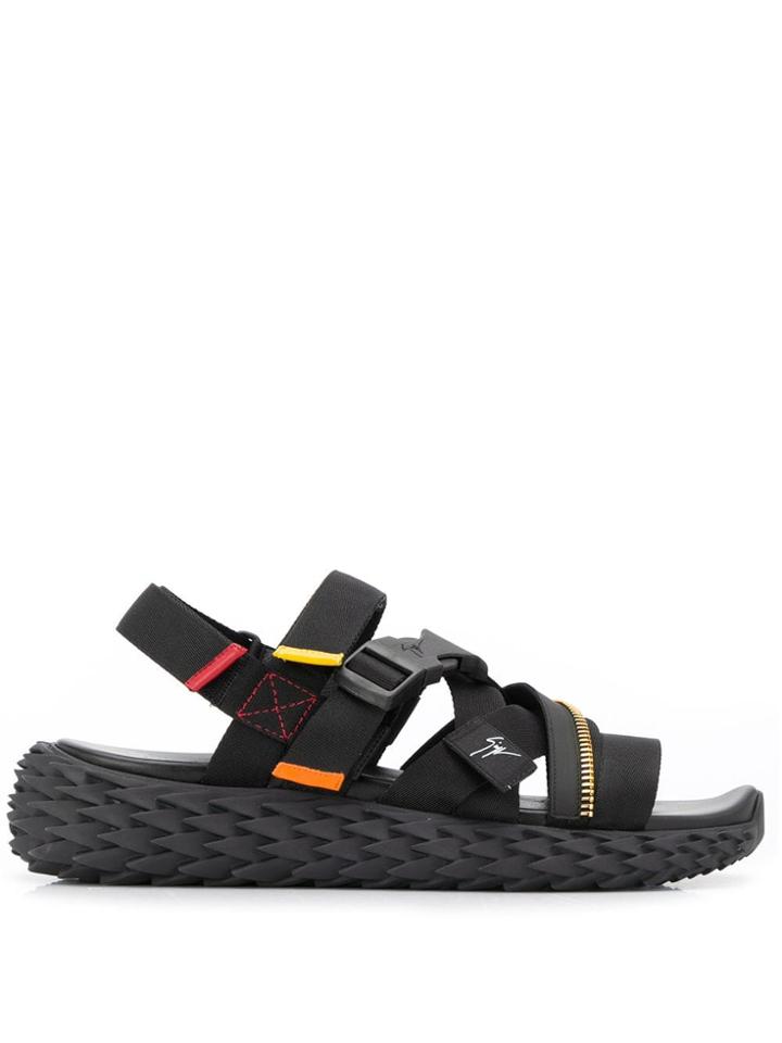 Giuseppe Zanotti Cross-strap Zip Detail Sandals - Black