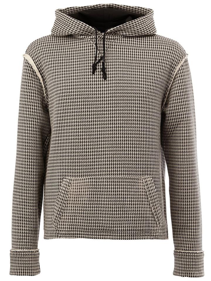 Aganovich Houndstooth Print Hoodie, Men's, Size: 46, Black, Cotton/polyester