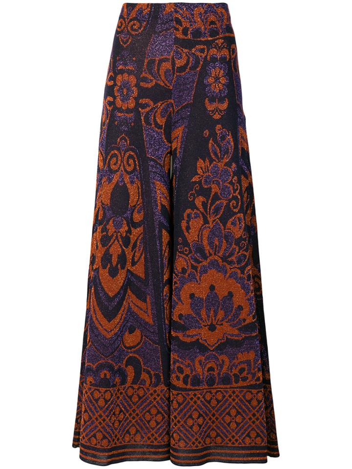 Circus Hotel Flared Maxi Trousers - Pink & Purple