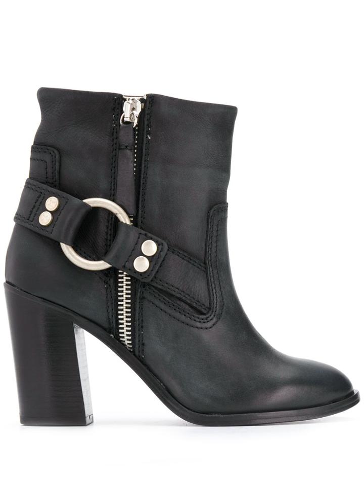 Diesel Buckle-detail Ankle Boots - Black