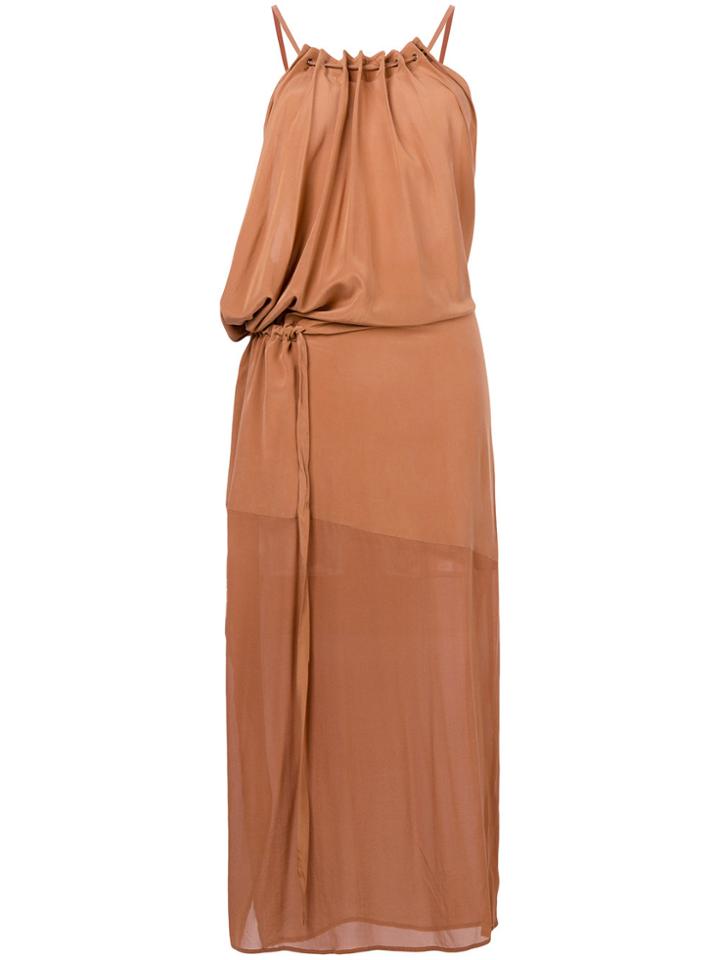 Lost & Found Ria Dunn Ruché Detail Halterneck Dress - Brown